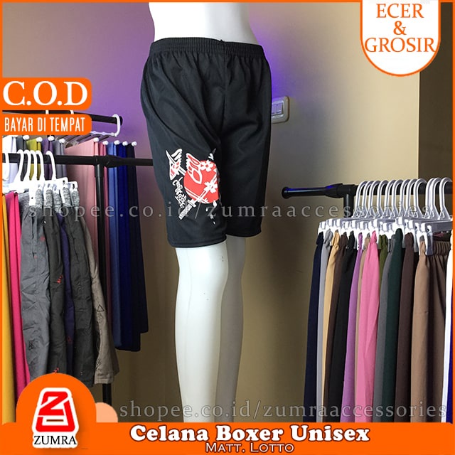 Paket Isi 4 pcs Boxer Unisex Pria Wanita Matt Lotto Hitam 4 Motif