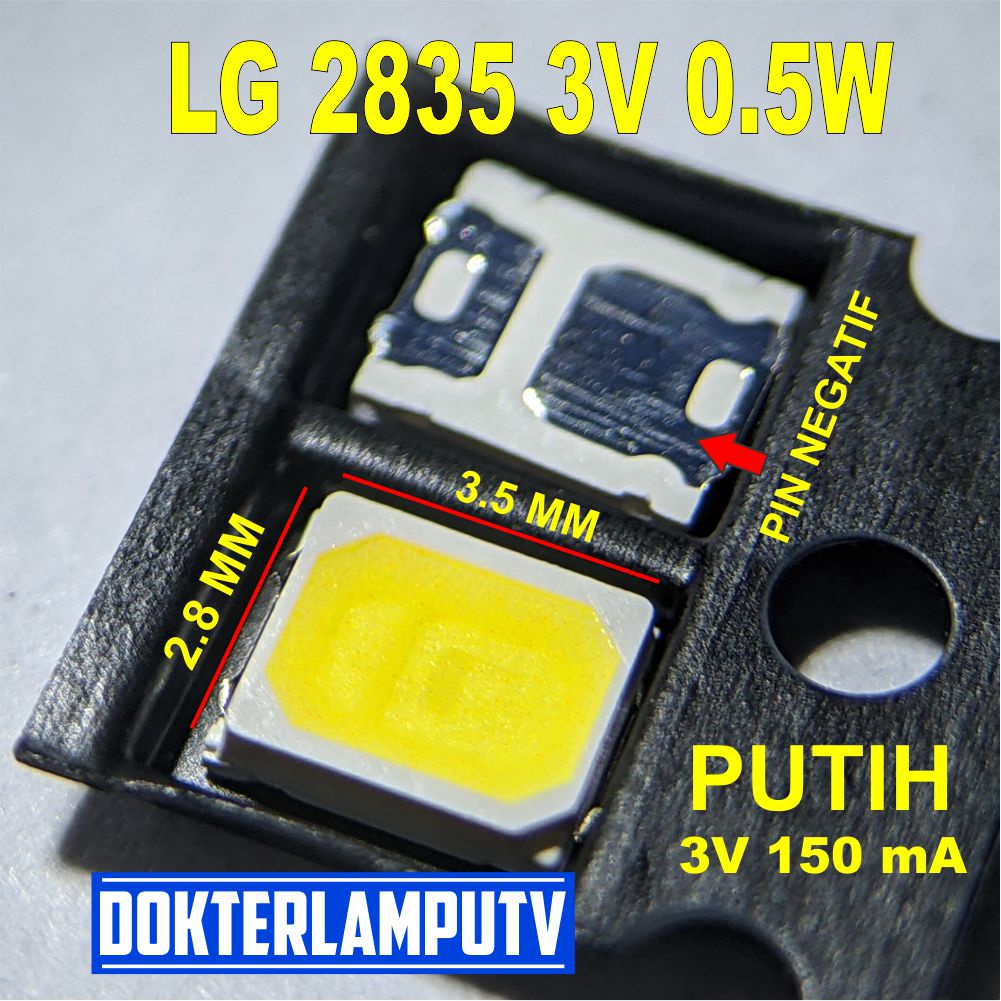 LAMPU LED SMD 2835 3V 150MA 0,5W PUTIH WARM WHITE UNTUK LAMPU LED  BOHLAM,SPEDO MOTOR,EMERGENCY DLL