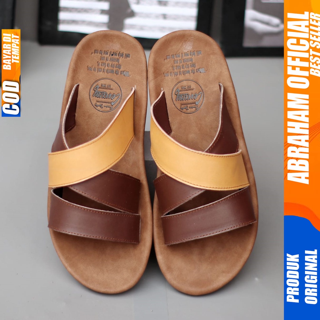 Sandal Slide Pria Kulit Asli Original Abraham TAIM