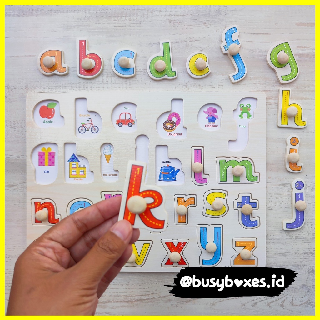 [busyboxes.id] Mainan Edukasi anak 2 tahun Puzzle huruf kecilr Kayu Wooden Toys Puzzle huruf puzzle kayu