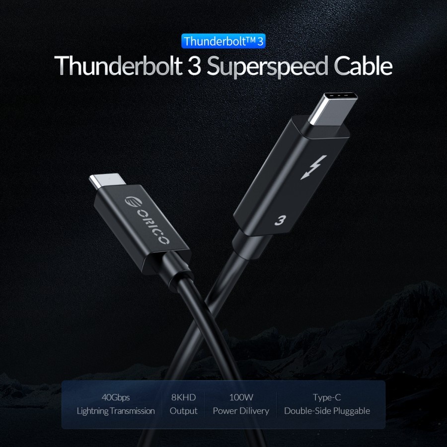 Type-c thunderbolt 3 to usb-c cable orico 70cm 40Gbps 100w 5A 8k 4k Fast Charge data sync tbl07 tbl-07