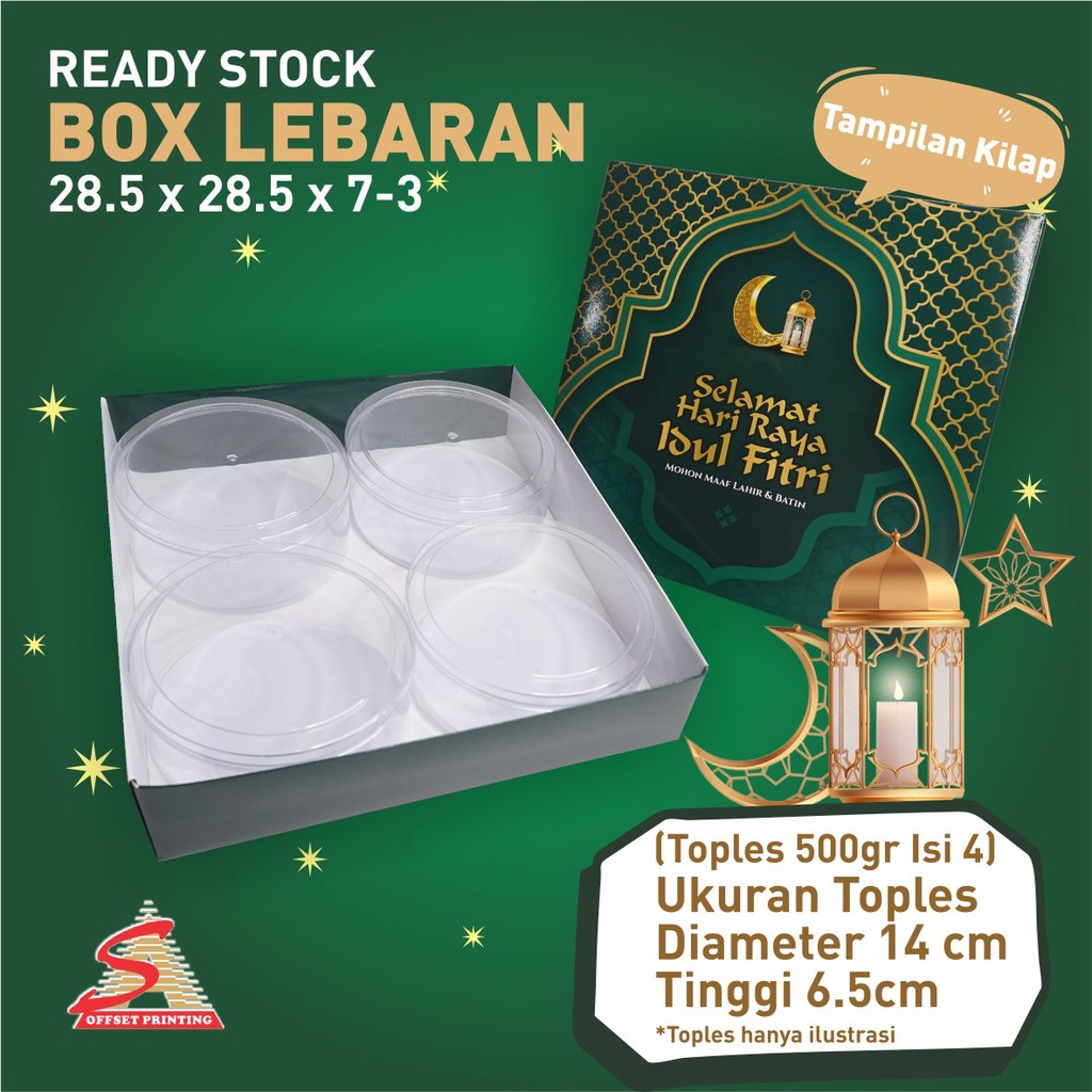 

28.8x28.8x7 Hampers Lebaran/Box Lebaran/Box Kue Kering/Dus Idul Fitri//Kue Kering 500gr Isi 4