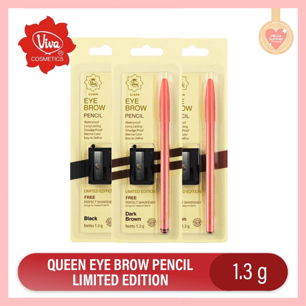 VIVA Queen ORIGINAL BPOM Eyebrow Pencil Pensil Alis Free Rautan LIMITED EDITION 1.3gr