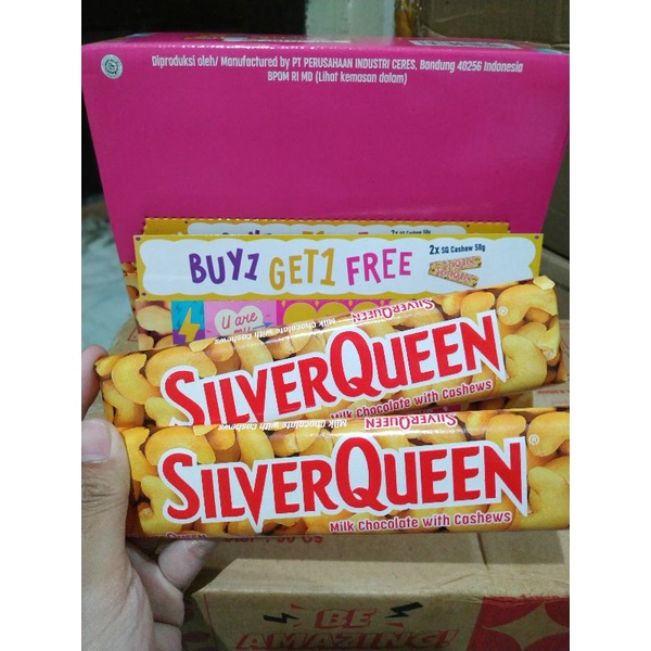SILVERQUEEN 58GR/ALMOND/CASHEW COKLAT TERMURAH TERLARIS BUY 1 GET 1 FREE
