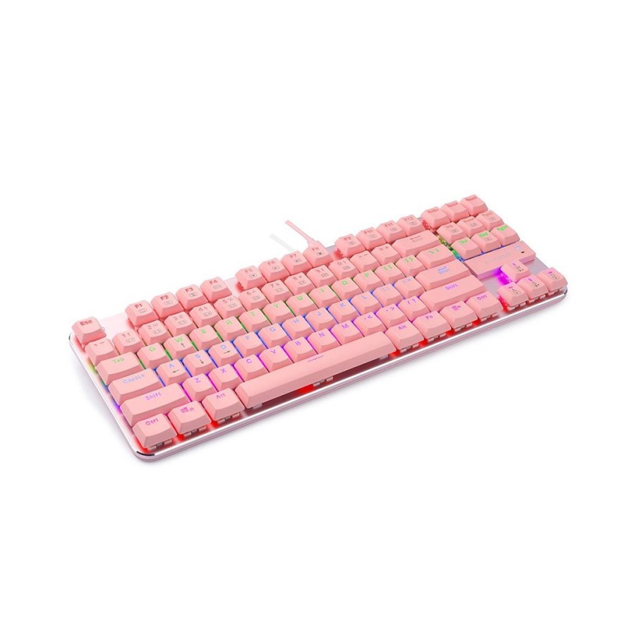 Keyboard Gaming E-YOOSO Z-66 Pink Hotswap Mechanical 87% Rainbow