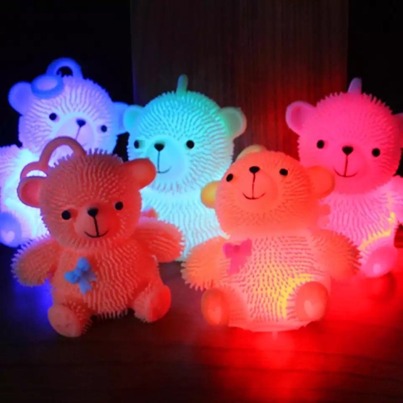 New Mainan Bola Lampu Yoyo Karet Ubur Bentuk Beruang Teddy Lucu Mainan Anak Viral