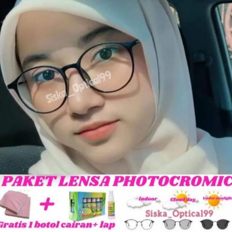 Frame Kacamata Photocromic | Kacamata Minus Antiradiasi (Paket Frame+Lensa) Kacamata Termurah | Kaca