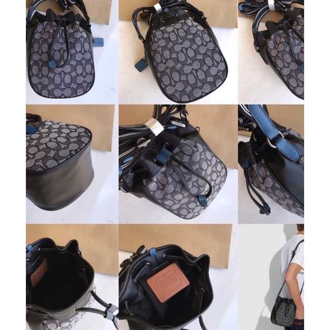 （grab）3782 coach Women Men Drawstring Marble Bag Signature Jacquard Handbag Crossbody Sling Bucket Beg