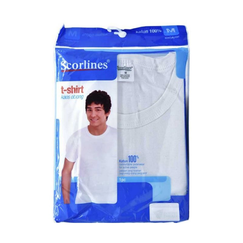 Scorlines T-Shirt Kaos Oblong Putih M