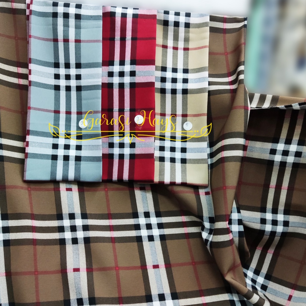 Kain Kotak Motif Burberry Lebar 150cm