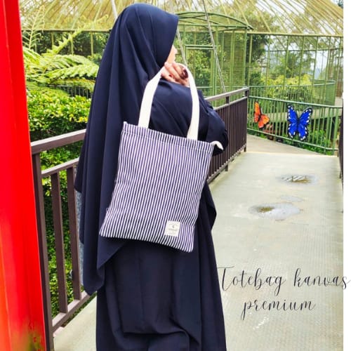 TOTEBAG WANITA RESLETING / TAS TOTE KANVAS JEANS BISA CUSTOM SABLON DAN WARNA TB 004 B