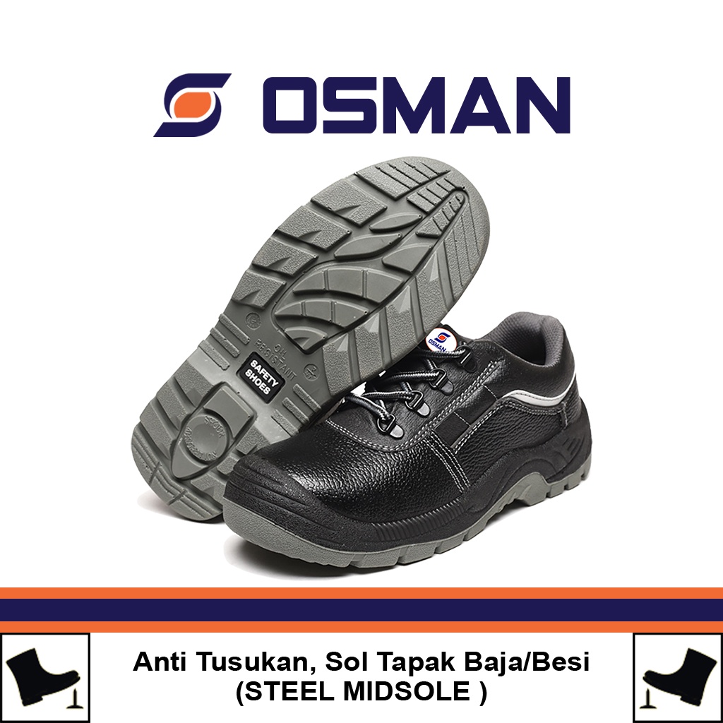 OSMAN Sepatu Safety Shoes Low Cut Sepatu Safety Ujung Besi Tipe OS-PUH