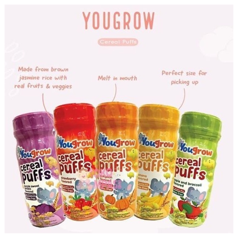 Yougrow Cereal Puffs 49 gr Snack MPASI Bayi Sereal Puff Cemilan Anak WHS