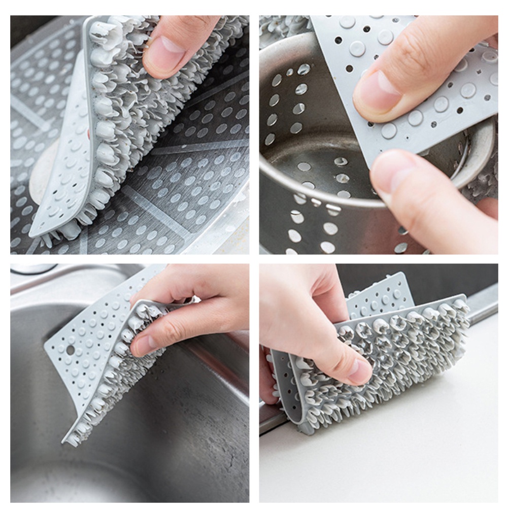 ღ Dapur Silikon Cleaning Sikat Dekontaminasi Elastis Cuci Pot Sikat Kentang Mengupas Cleaning Sikat Dapur Kamar Mandi Multifungsi Alat Pembersih