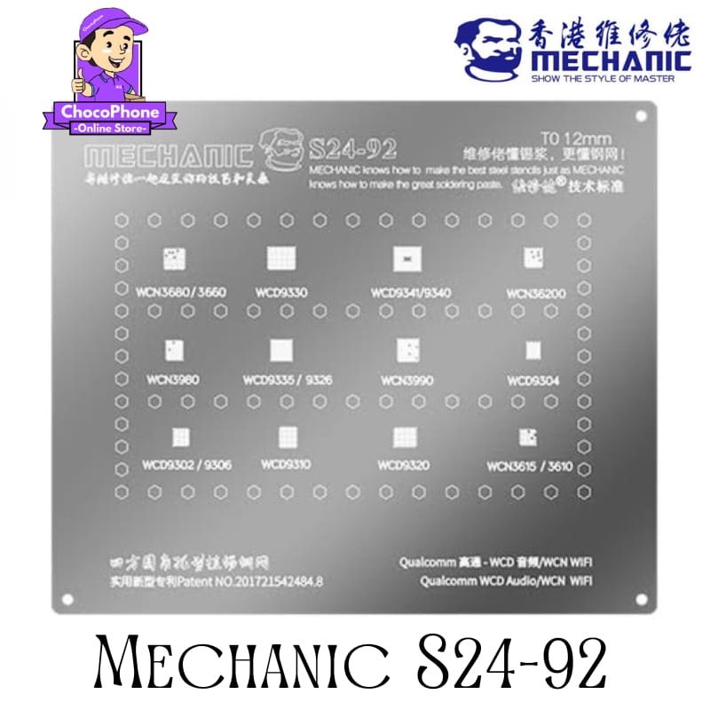 PLAT MECHANIC S24-92 CETAKAN IC WCD9330 WCD9341 WCN3615 WCN3980 ORIGINAL