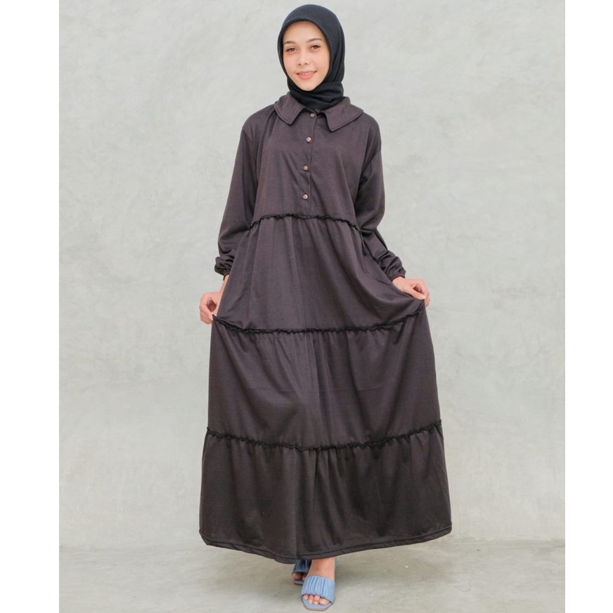 Gamis Misoka bahan Rubia Pakaian Wanita Kancing Depan