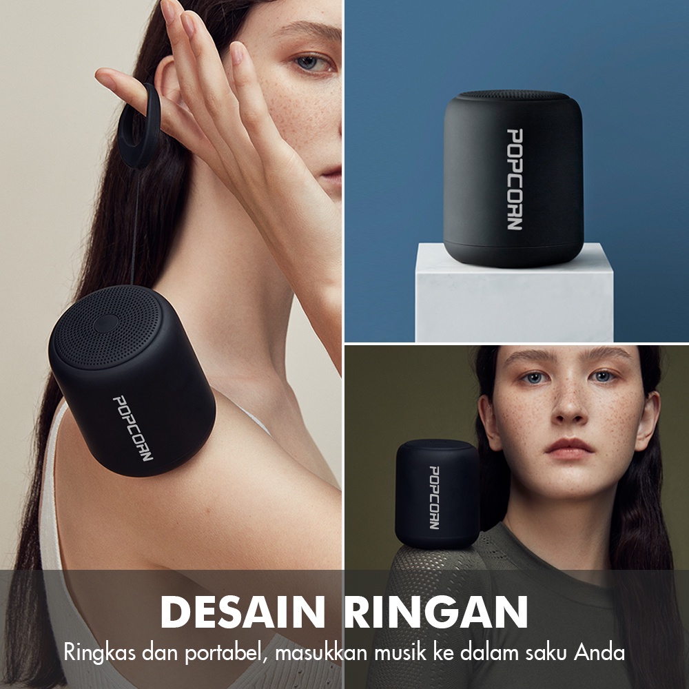 POPCORN Portable Speaker Bluetooth 5.1 Stereo Speaker Built-In Call Mikrofon Cocok untuk Pesta Musik/Camping/Gunung