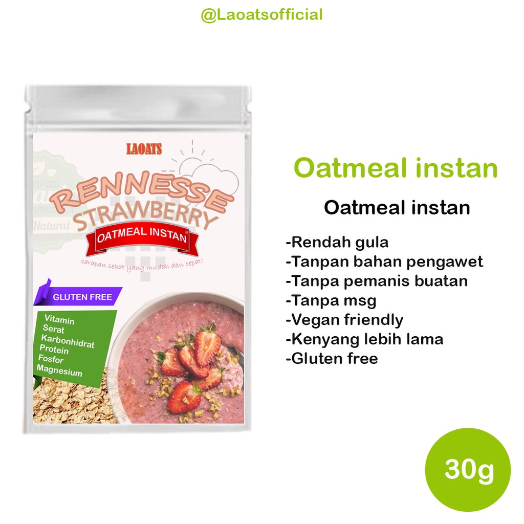 

Oatmeal Diet Sereal Granola Muesli Rolled Oats Susu Diet Pengganti Makan Pelangsing Makanan Diet Sehat Laoats Rennesse Strawberry (Sachet)