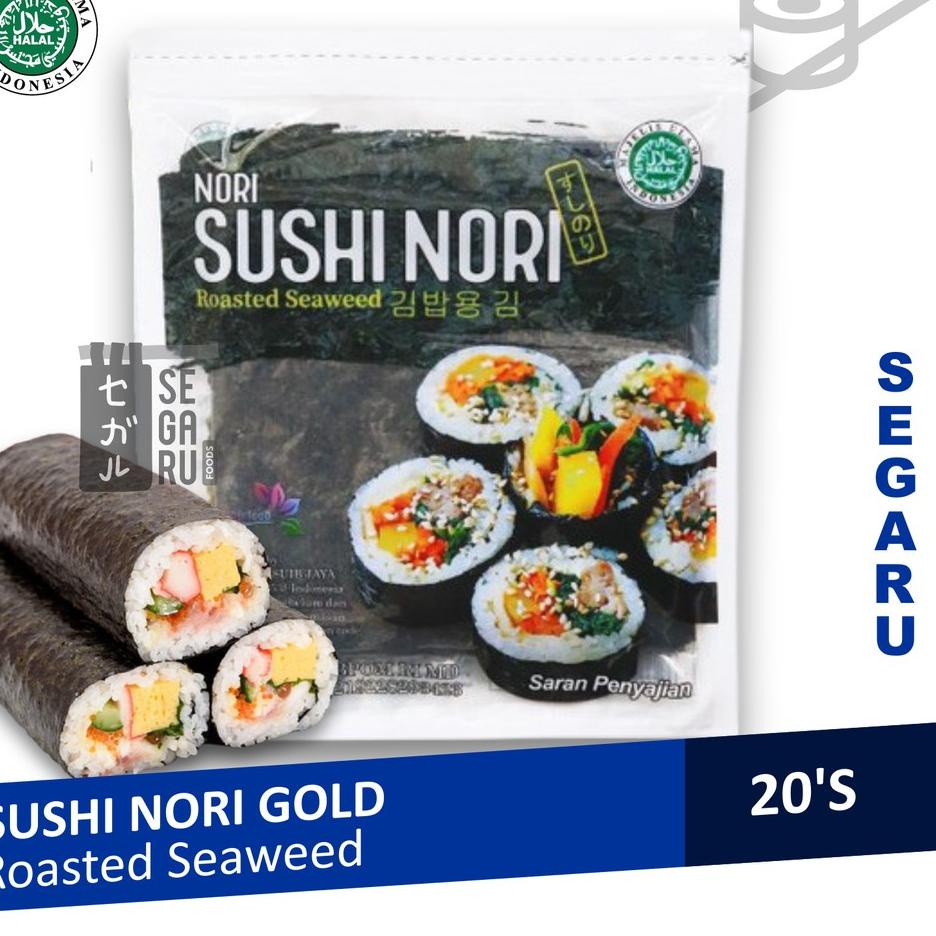 

COD | KSH|Sushi Nori Sheet Gold 20 Lembar | Sushi Roasted Rumput Laut Halal MUI