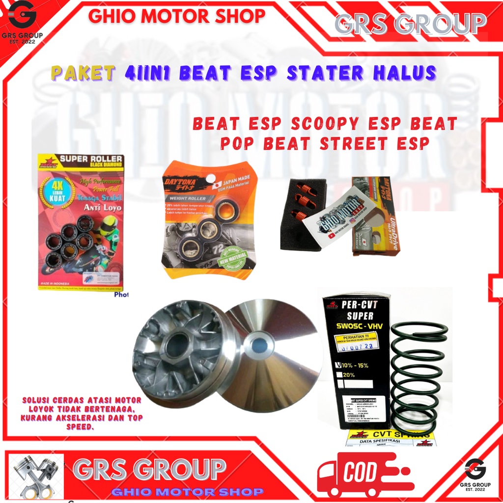 Promo Kirian CVT Beat esp Beat street Vario 110 esp Beat pop Scoopy esp Rumah roller pulley custom Beat esp 13.8 drajat Paket kirian cvt bet bit beat stater halus k44 by ghio motor