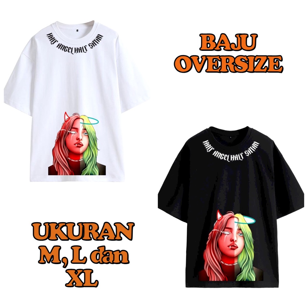 MUKZHOP - BAJU OVERSIZE HALF ANGEL / atasan lengan pendek / oversize / kaos pria / kaos cewek/ kece / terbaru / terlaris / UNISEX