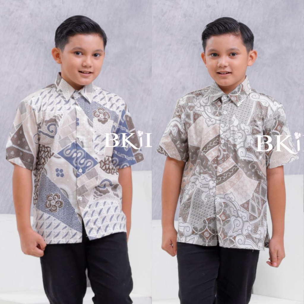 Kemeja Batik Anak Laki Laki Lengan Pendek Hem Batik Pria Anak Cowok Batik Kids M L XL XXL