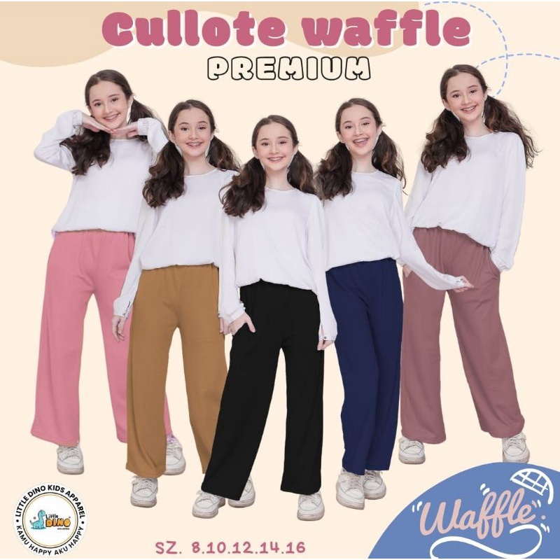 Celana Kulot Waffle Anak Perempuan Little Dino I Celana Panjang Anak Cewek