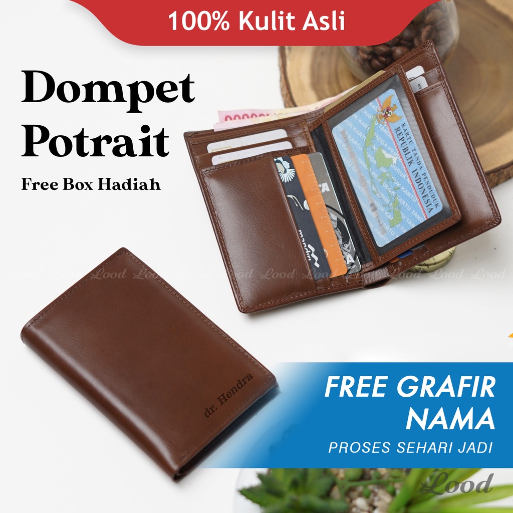 DOMPET PRIA KULIT SAPI ASLI ORIGINAL 100% PREMIUM POTRAIT WALLET - GRATIS UKIR NAMA