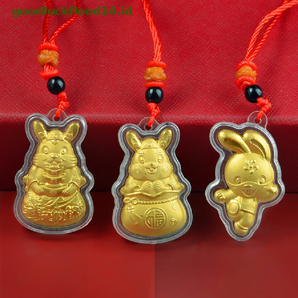 [GOOGFOUR] 2023hadiah Ornamen Kalung Liontin Peringatan Kelinci China New Year Of The Rabbit [TOP]