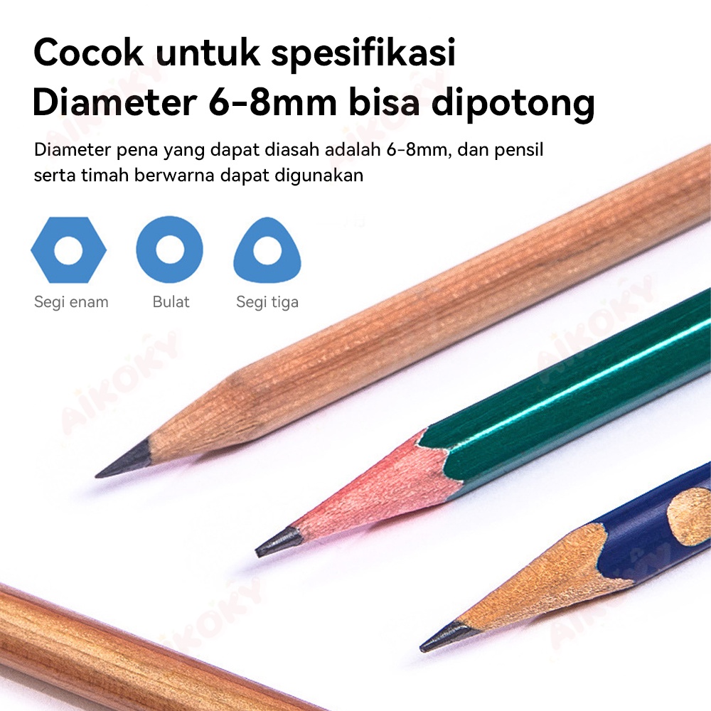 Aikoky Rautan Pensil Otomatis/Serutan Pensil Elektrik/Electric Pencil Sharpener