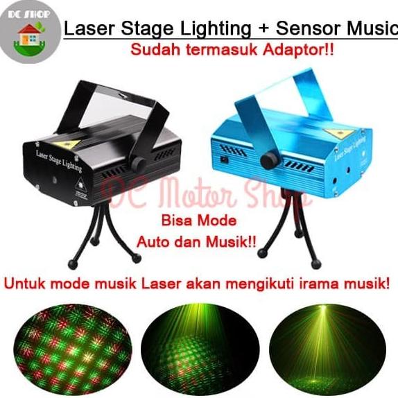 Mini Laser Stage Lighting Sensor Musik Lampu Disco / Panggung / Party dc-motor90 Ayo Order
