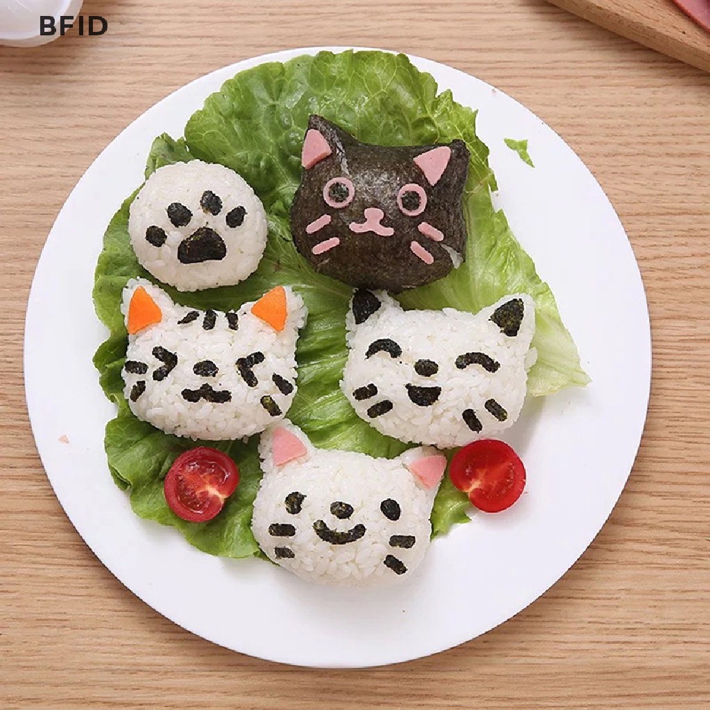 [BFID] 1set Cetakan Bola Nasi Kecil Set Motif Kucing Indah DIY Sushi Bento Rice Mold DIY Alat Dapur Rice Ball Maker Sushi Mold Kit Untuk Bekal Bento Aksesoris [ID]