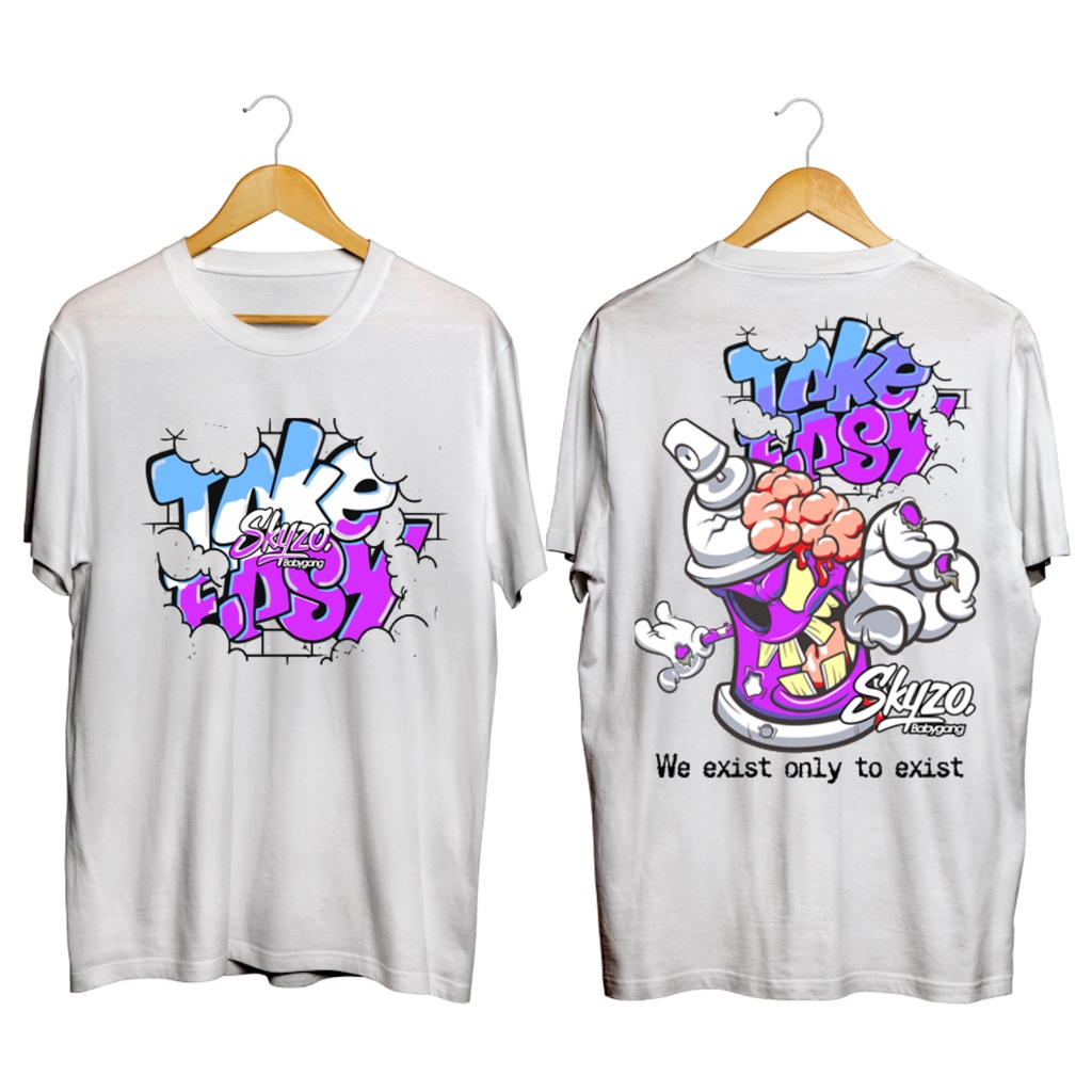 Kaos Skyzo Babygang Pylox White  T-shirt Animasi  Distro Pria Wanita  Cartoon  Kartun