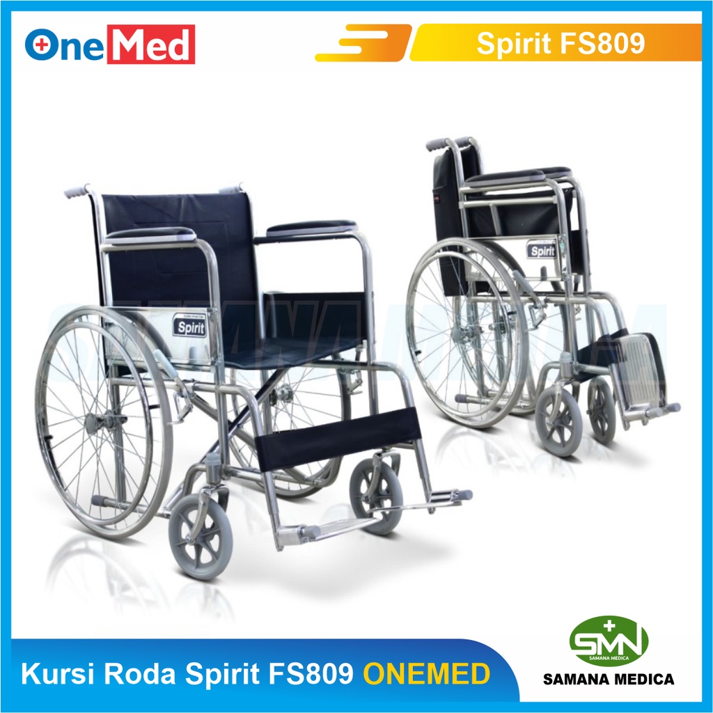 Kursi Roda Spirit FS809 ONEMED Kursi roda Standar Chrome Rumah Sakit Tahan Air