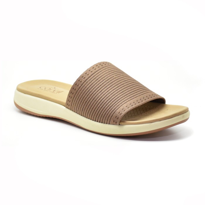 Carvil Knitia 01 L Brown Sandal Slide Casual Wanita_A108