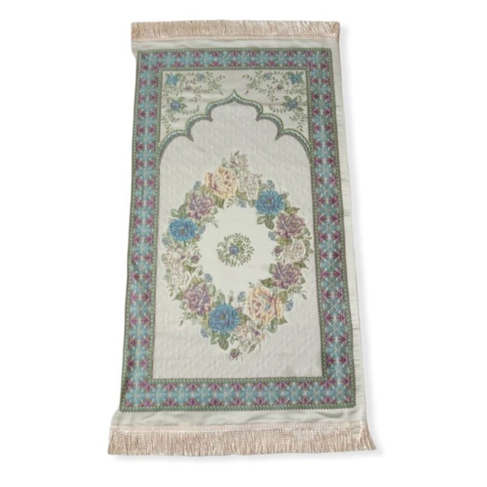 Sajadah sajadah Turki turkiye bahan satin premium bordir import motif bunga - ungu hijau(H4Q0) Sajad