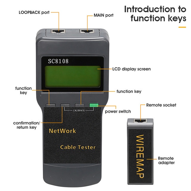 SC8108 Cable Tester  LCD Digital Cat5 RJ45 Network Lan