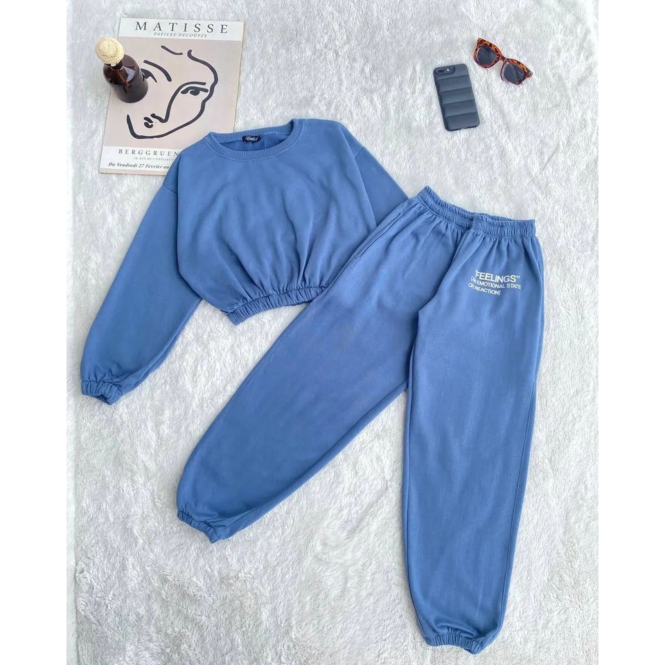 FEEL ONE SET SETELAN WANITA ONESET VIRAL FLEECE PREMIUM