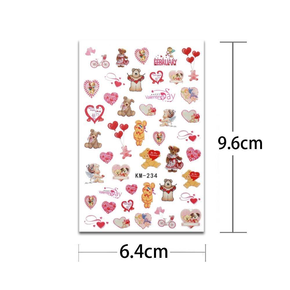 AUGUSTINA Agustinina Kartun Stiker Kuku Wanita Fashion Valentine Day Nail Art Ikatan Simpul Manikur Aksesoris Nail Art Dekorasi
