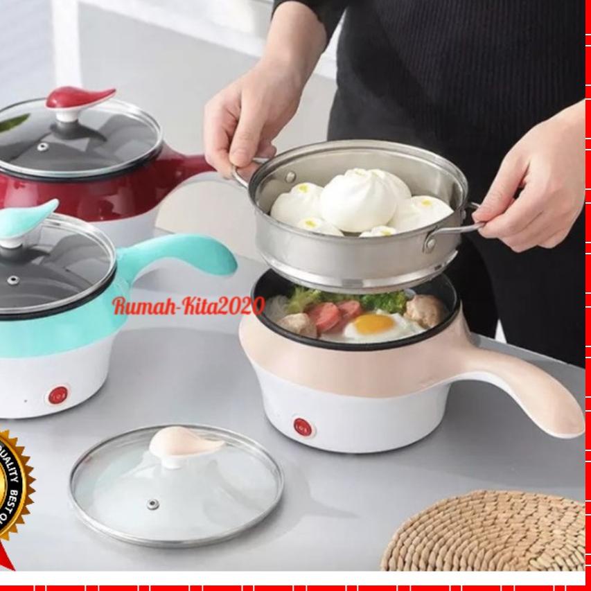COD[KF7]-COD TERMURAH Panci Listrik Mie Nasi Ada Kukusan Gagang Anti Panas Hotpot Elektrik 2 Layer P