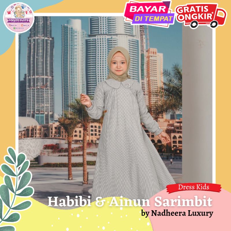 Ainun Dress Kids ORI by Nadheera Luxury Habibi Ainun Sarimbit 2023 Gamis Anak Jumbo Baju Couple Pasa