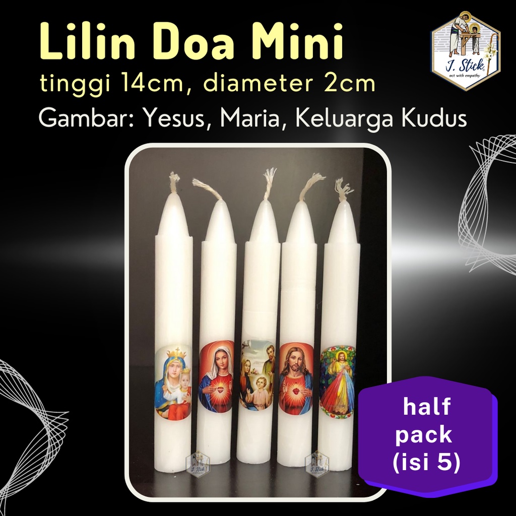 LILIN DOA Mini, tinggi 14 x dia 2 cm (Gambar Rohani)