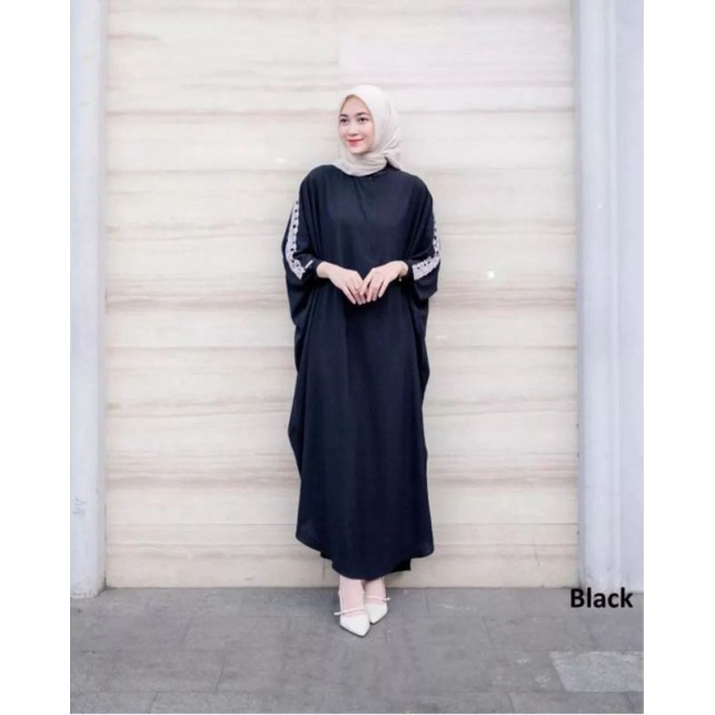 Trend &amp; Modren Fashion Karina Kaftan Baju Wanita Masa Kini Terbaru Baju Lebaran 2023 Aplikasi Renda Warna Hitam Navy Purple Mint