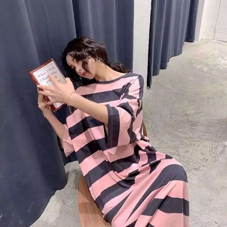 VS GG -ASLI JUMBO long DRESS JUMBO Big Sripe AINA AINA wanita - konveksi murah