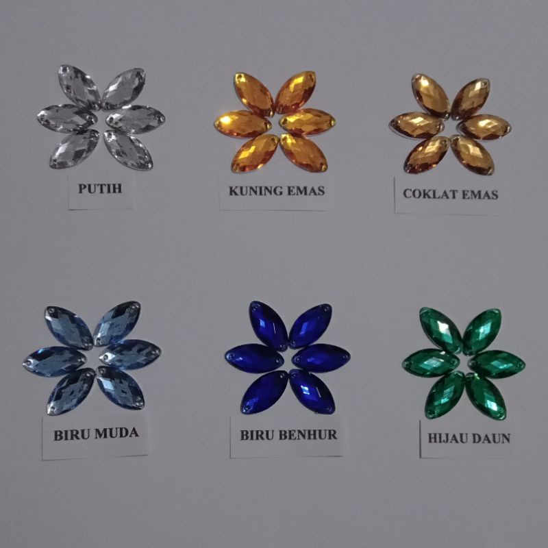 Payet kristal jahit diamond mata 9*18 Grade A / 12 pcs