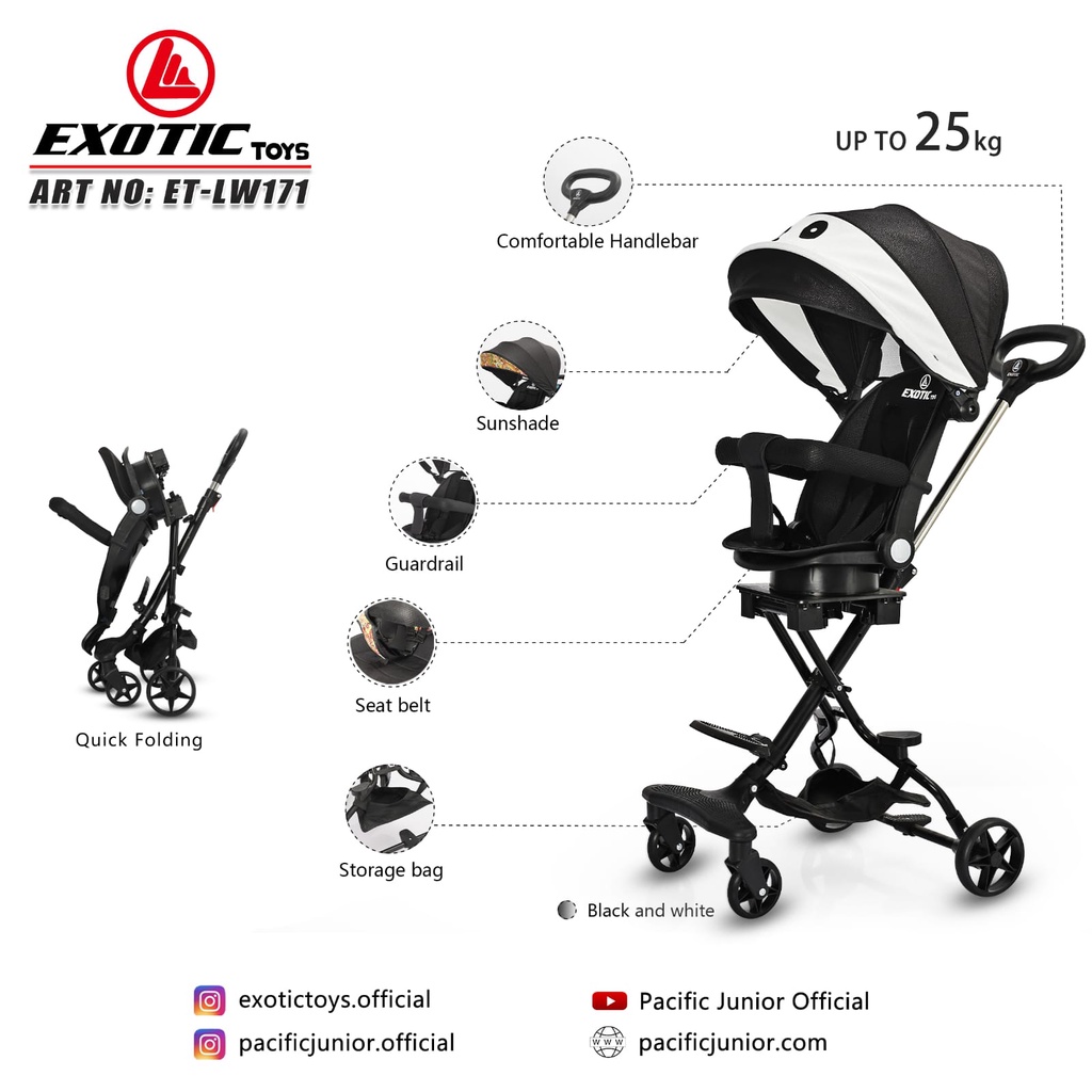 Stroller 3in1. Bisa Tidur, Rebah dan Duduk. Exotic Stroller ET LW 133 &amp; LW 127 Kereta Dorong Bayi. DORONGAN