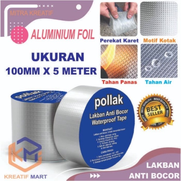 Dijual Aluminium foil Tape Butyl Rubber Waterproof Anti Bocor Atap 100MM X 5M Murah