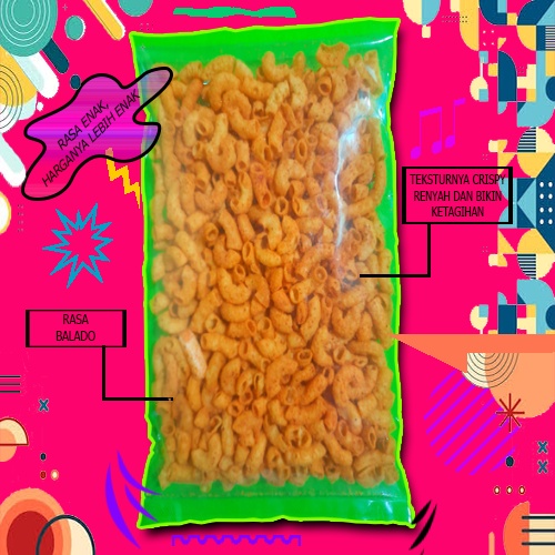 

makaroni / makaroni tabur rasa / cemilan murah / makanan ringan / snack kekinian