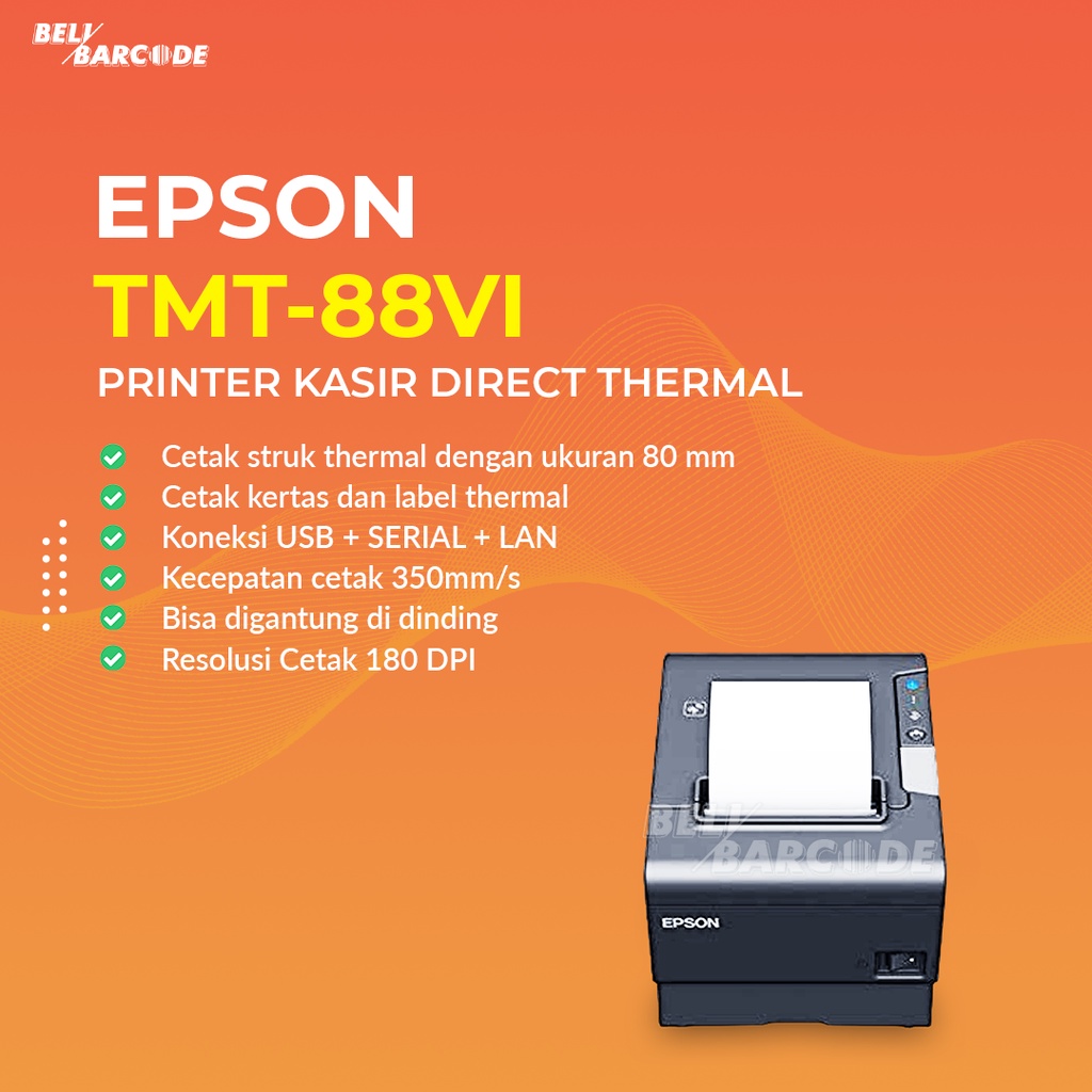 Printer Epson TM-T88VI Cetak Struk Receipt USB Serial Ethernet