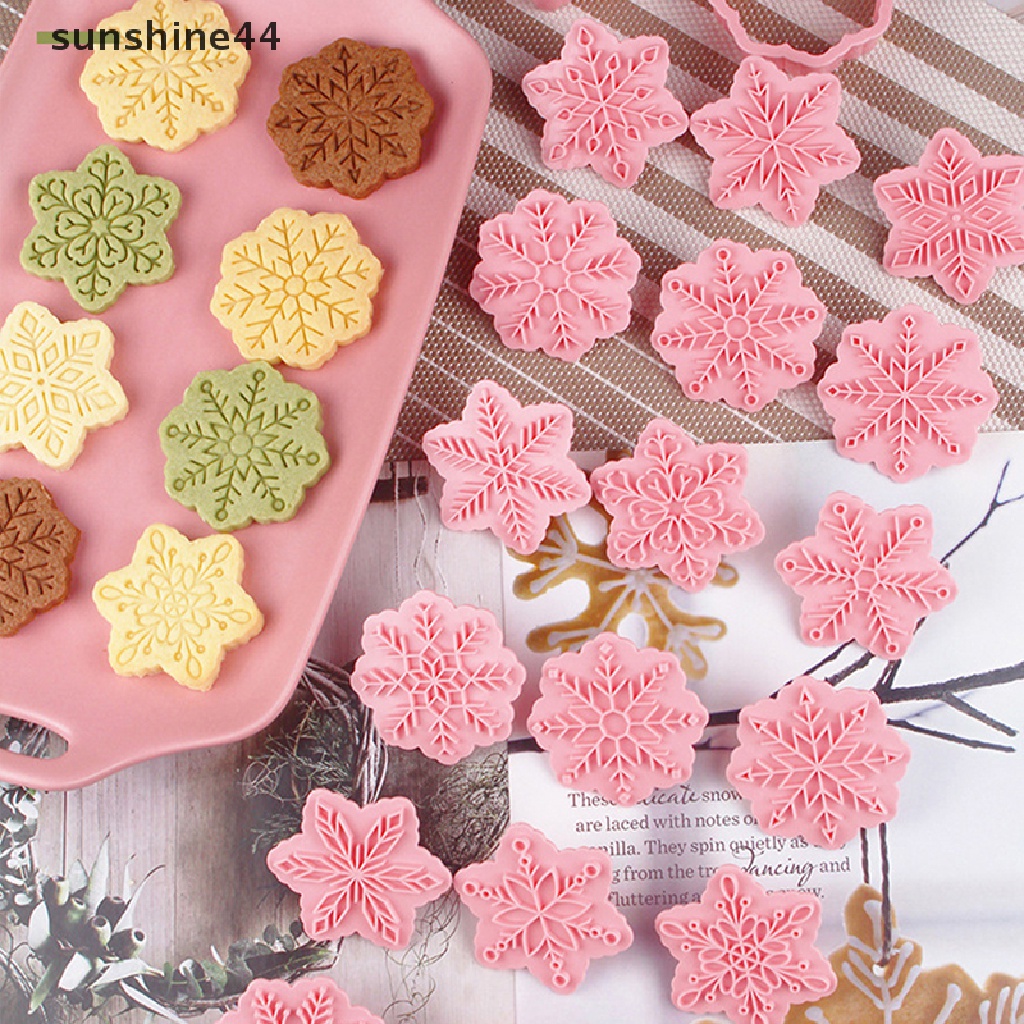 Sunshine 9pcs/set Pemotong Kue Kering Bentuk Snowflake 3D Cetakan Biskuit Plastik Cookie Bakeware.